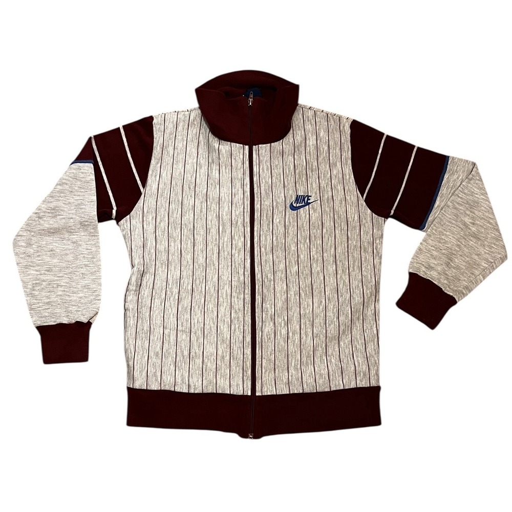 Vintage 80s Nike Blue Tag Zip Up Track Style Jacket Sz Medium Gray‎ Maroon Blue
